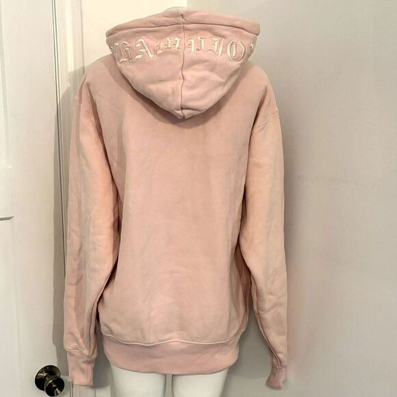 Champion Reverse Weave size Medium Baby Pink Embroidered Hood Logo Sweatshirt - Picture 3 of 9